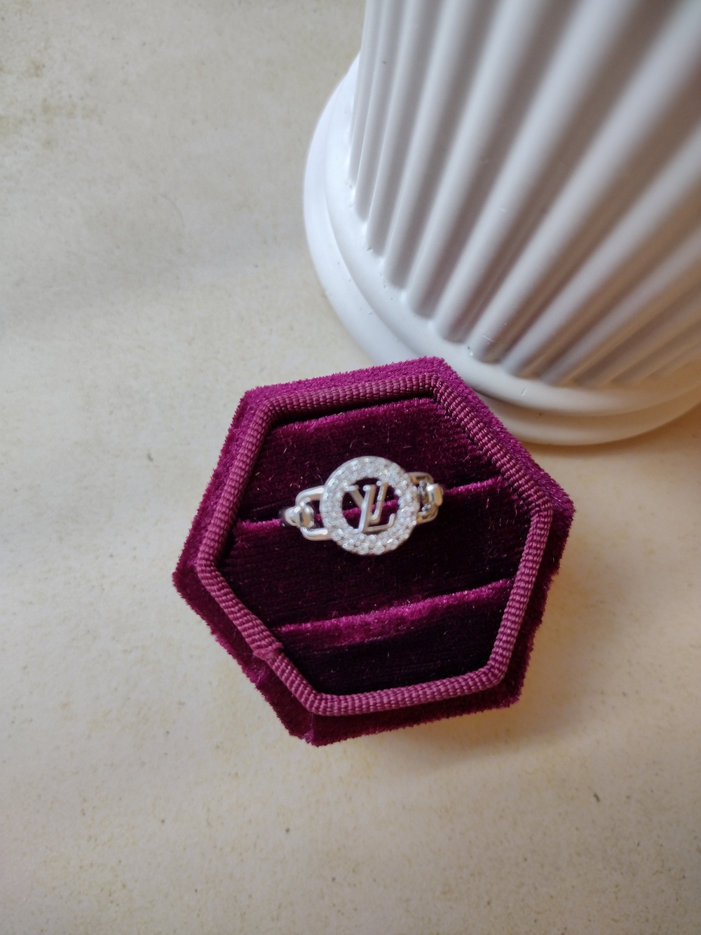 White Rhodium Pavé Statement Ring.